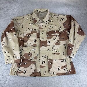 Vintage‎ Military Jacket Mens Medium Short Field Desert Camo 90s Combat Pockets